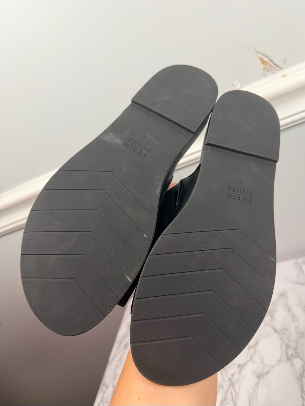 Eileen fisher black Mask Tumbled Leather Slide Sandal size 8 - Picture 6 of 7